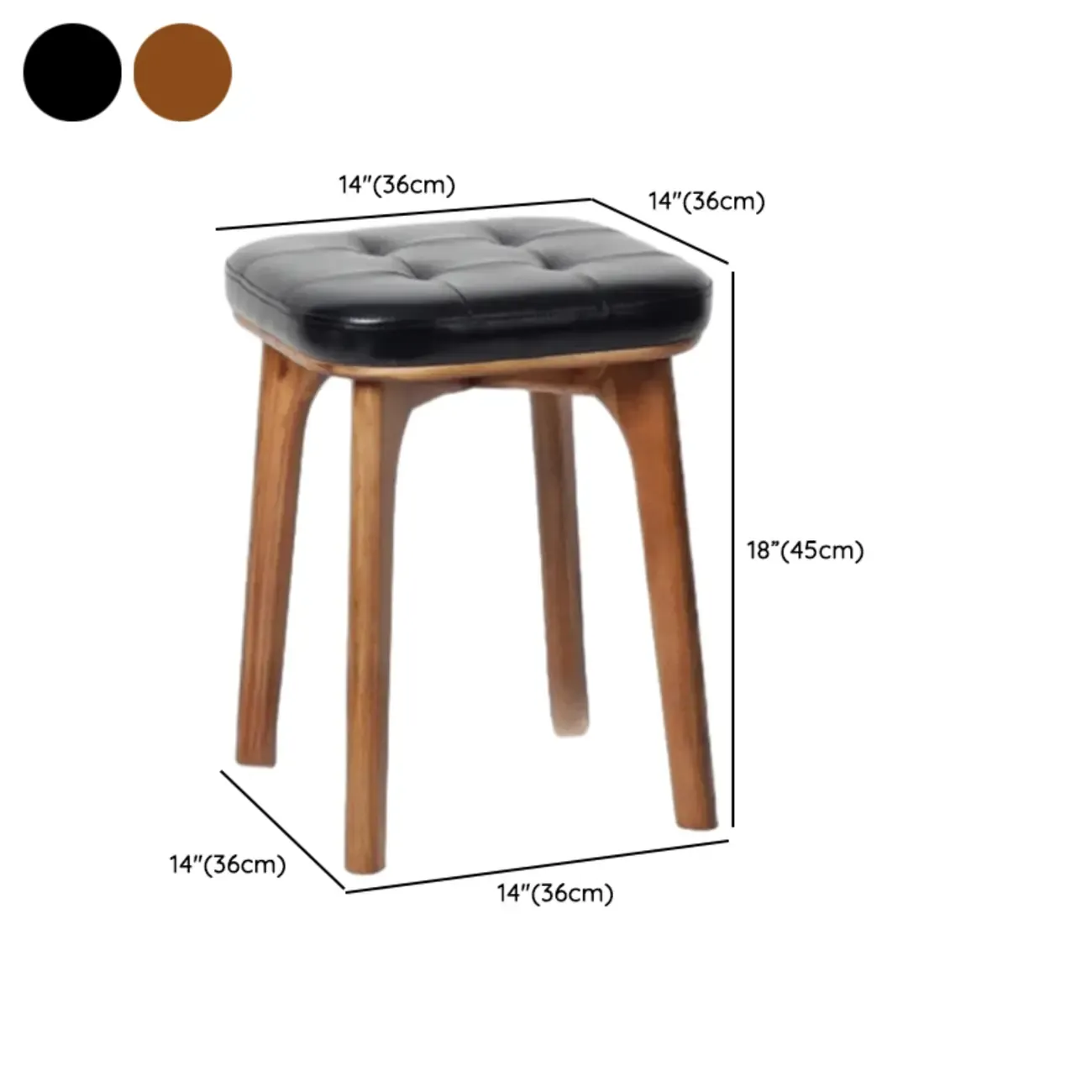 Green Tufted Faux Leather Backless Four Legs Bar Stools #size