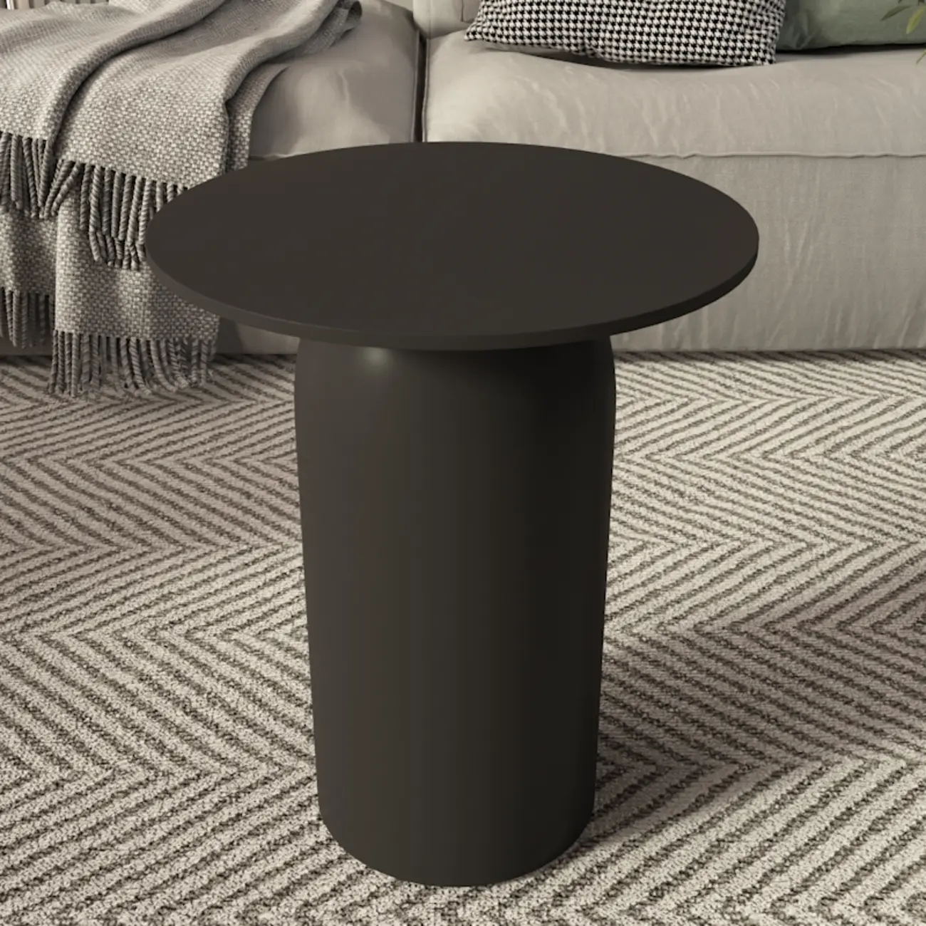 White Minimalist Round Coffee Table with Stone Top Image - 4 | homeyfad