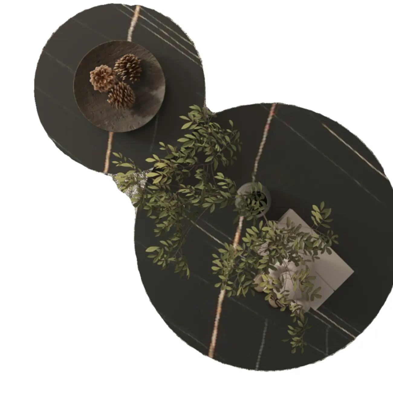 White Minimalist Round Coffee Table with Stone Top Image - 10 | homeyfad