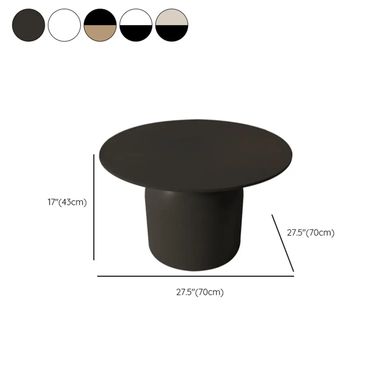 White Minimalist Round Coffee Table with Stone Top Image - 22 | homeyfad