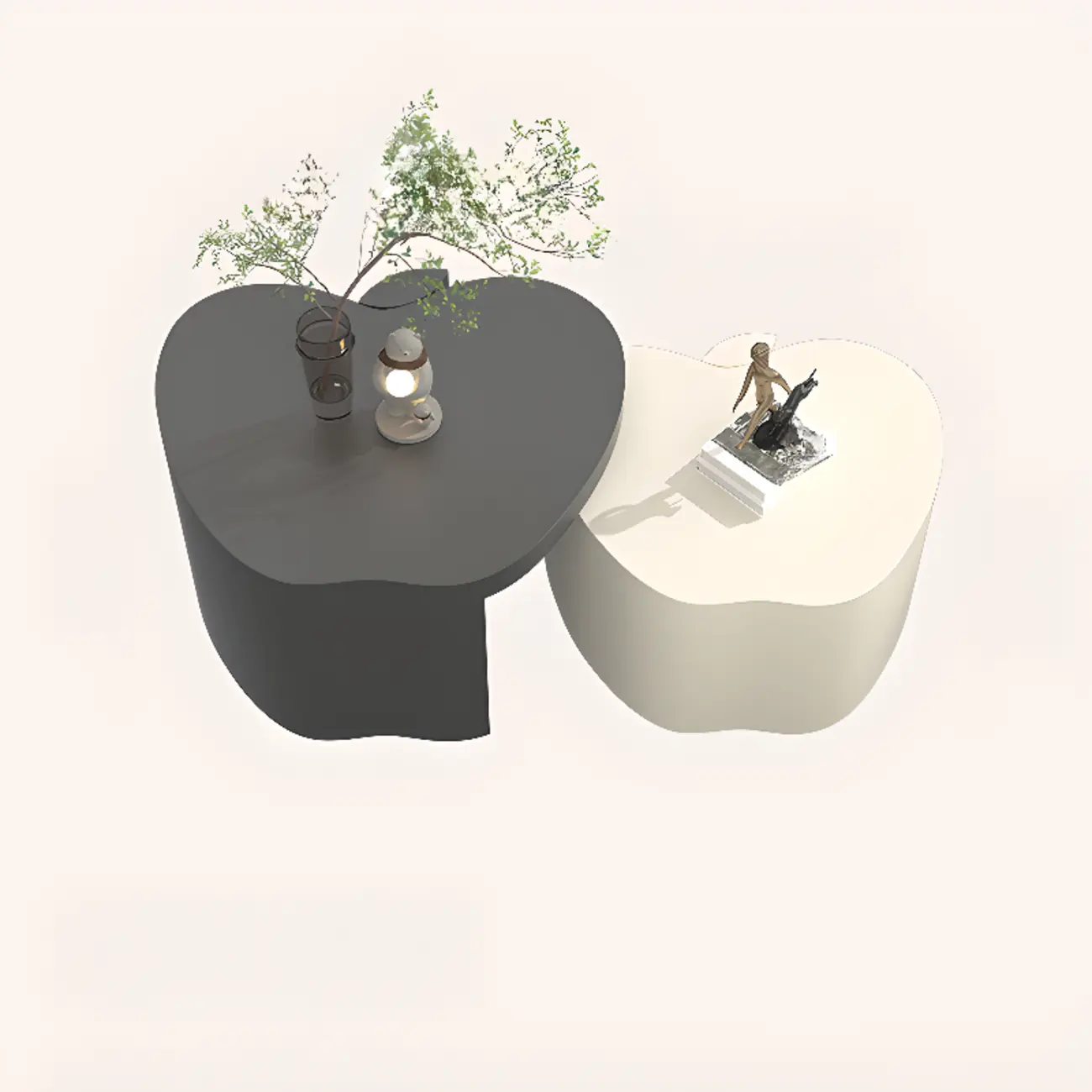 Modern Wood Abstract Nesting Coffee Table, Apple Shape Image - 7 | homeyfad