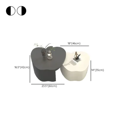 Modern Wood Abstract Nesting Coffee Table, Apple Shape #size