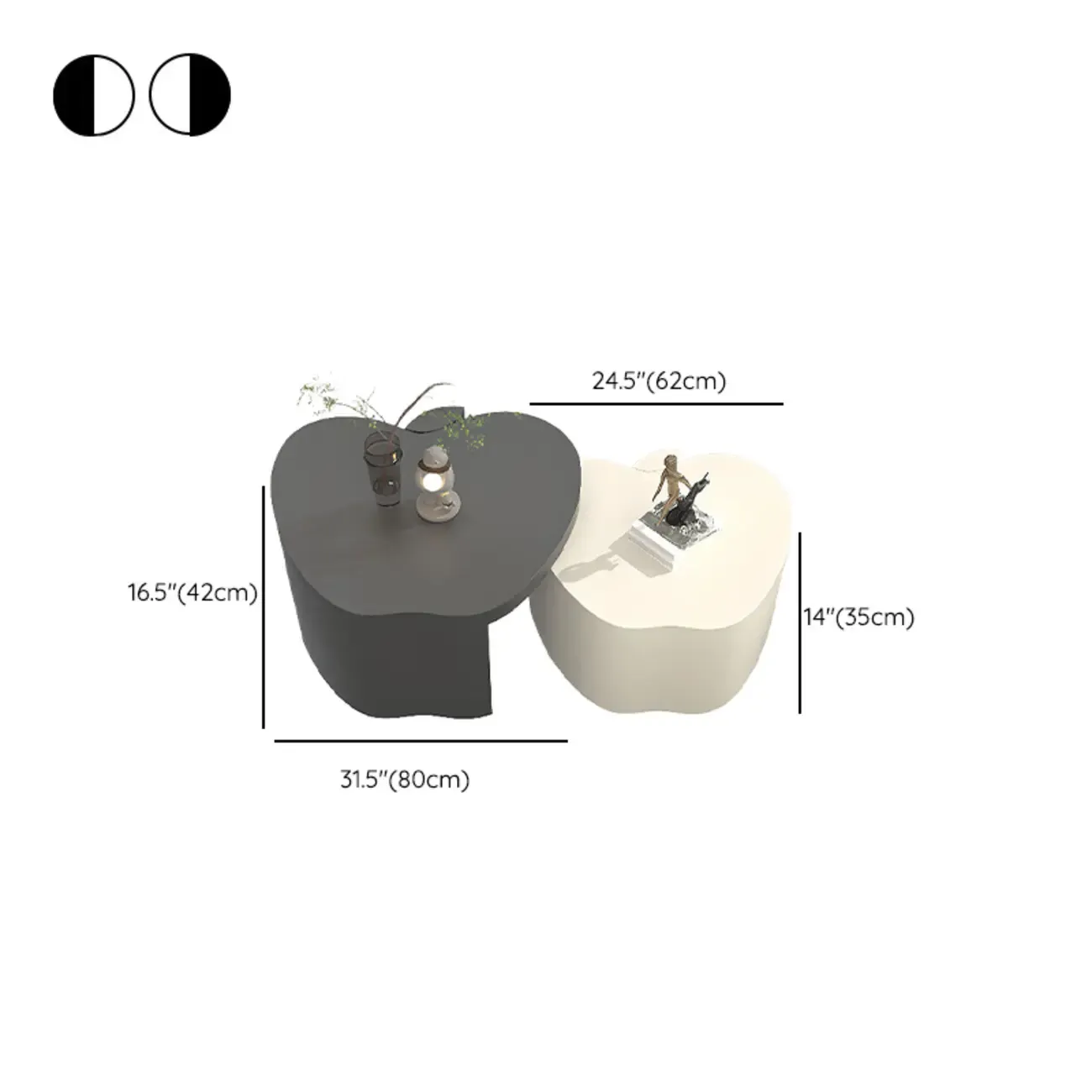 Modern Wood Abstract Nesting Coffee Table, Apple Shape Image - 11