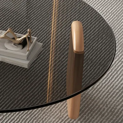 Modern Glass Round Indoor Coffee Table with Pedestal Image - 13