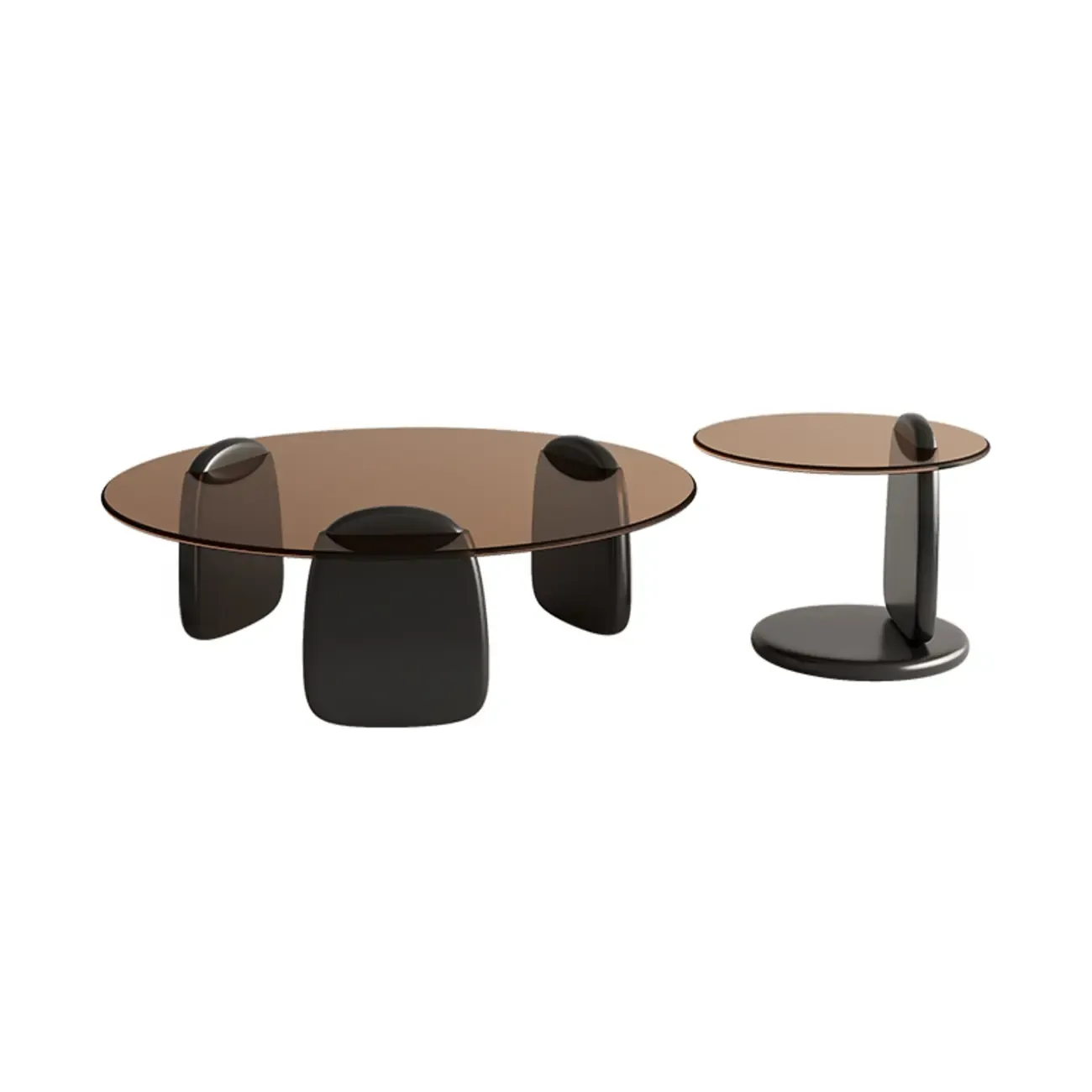 Modern Glass Round Indoor Coffee Table with Pedestal Image - 20