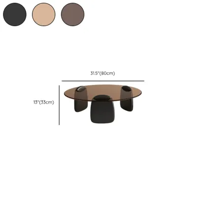 Modern Glass Round Indoor Coffee Table with Pedestal Image - 30