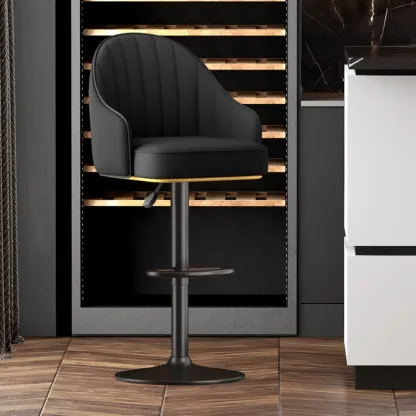 Durable Adjustable PU Leather Swivel Bar Stools with Armrest Image - 12