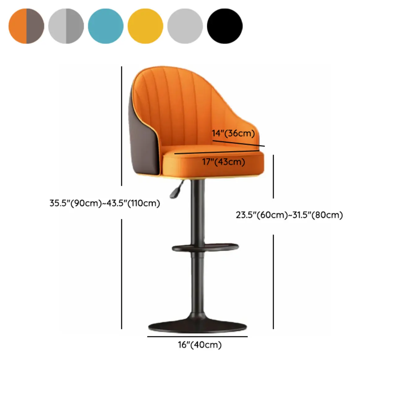 Durable Adjustable PU Leather Swivel Bar Stools with Armrest #size | homeyfad