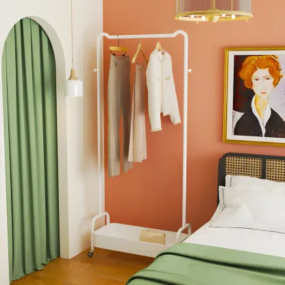 Modern Pink Metal Coat Rack with Shelves Image - 5