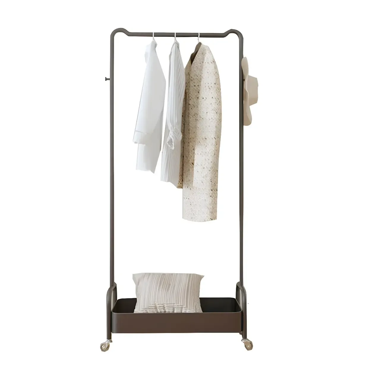 Modern Pink Metal Coat Rack with Shelves Image - 8