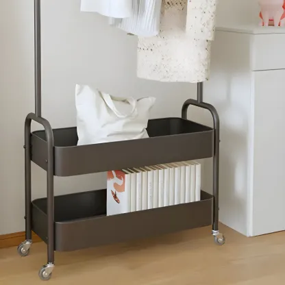 Modern Pink Metal Coat Rack with Shelves Image - 11