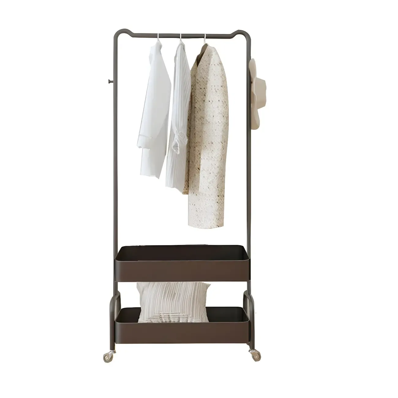 Modern Pink Metal Coat Rack with Shelves Image - 12