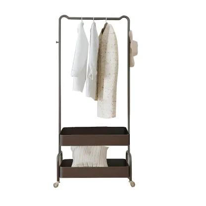 Modern Pink Metal Coat Rack with Shelves Image - 12