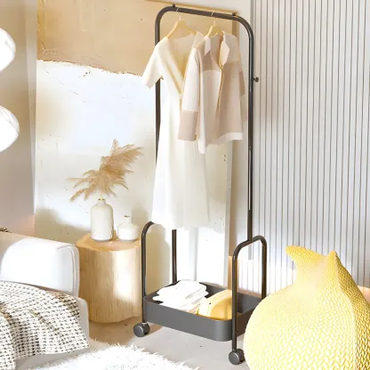 Modern Pink Metal Coat Rack with Shelves Image - 13