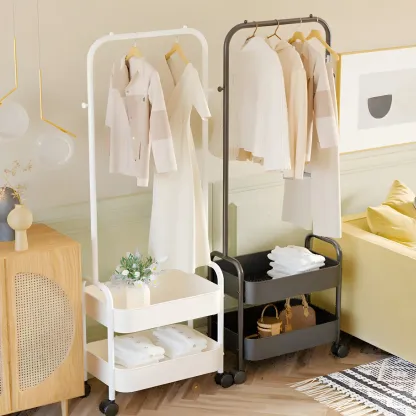 Modern Pink Metal Coat Rack with Shelves Image - 17