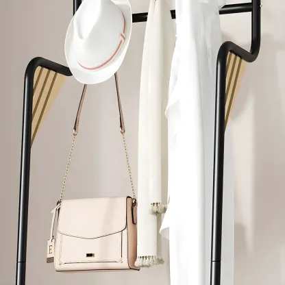Modern Metal Coat Rack with Storage and Basket Image - 12
