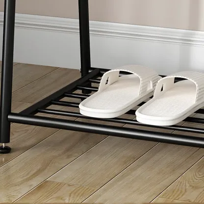 Modern Metal Coat Rack with Storage and Basket Image - 16