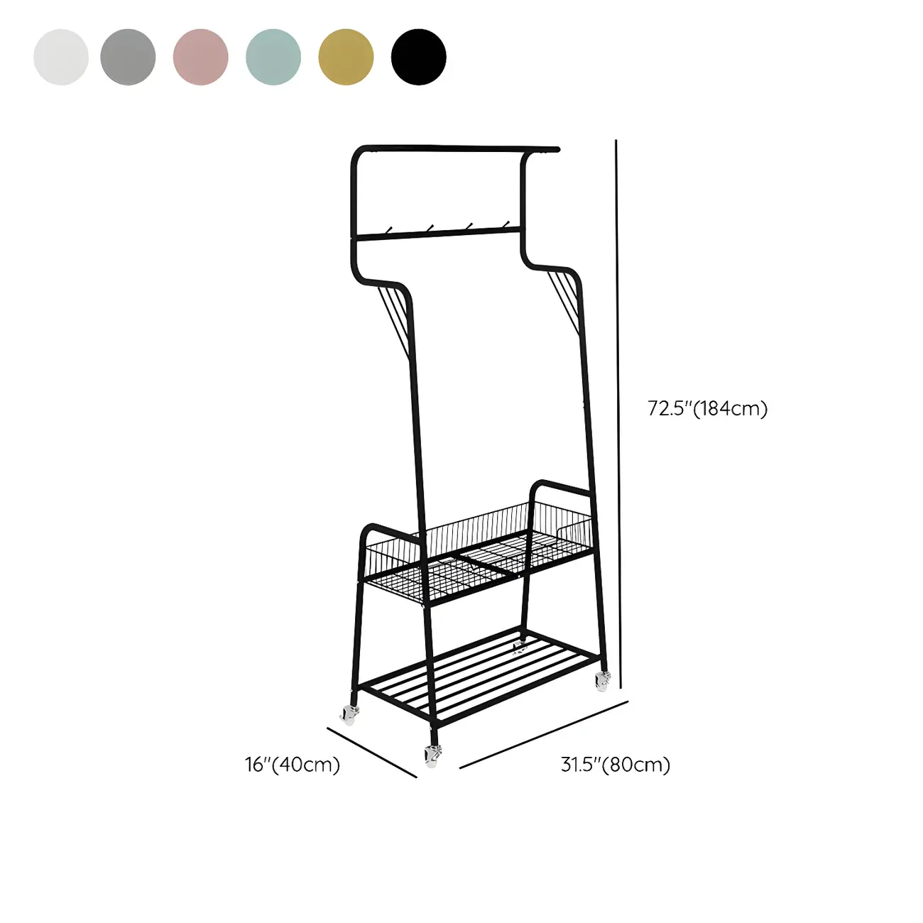 Modern Metal Coat Rack with Storage and Basket Image - 24 | homeyfad