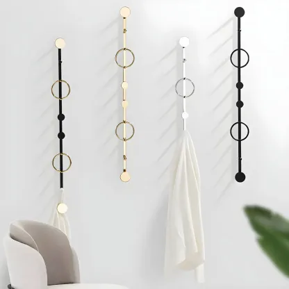 Glam Metal Wall-Mounted Coat Rack with Hooks Image - 1