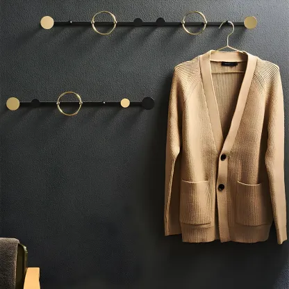 Glam Metal Wall-Mounted Coat Rack with Hooks Image - 4