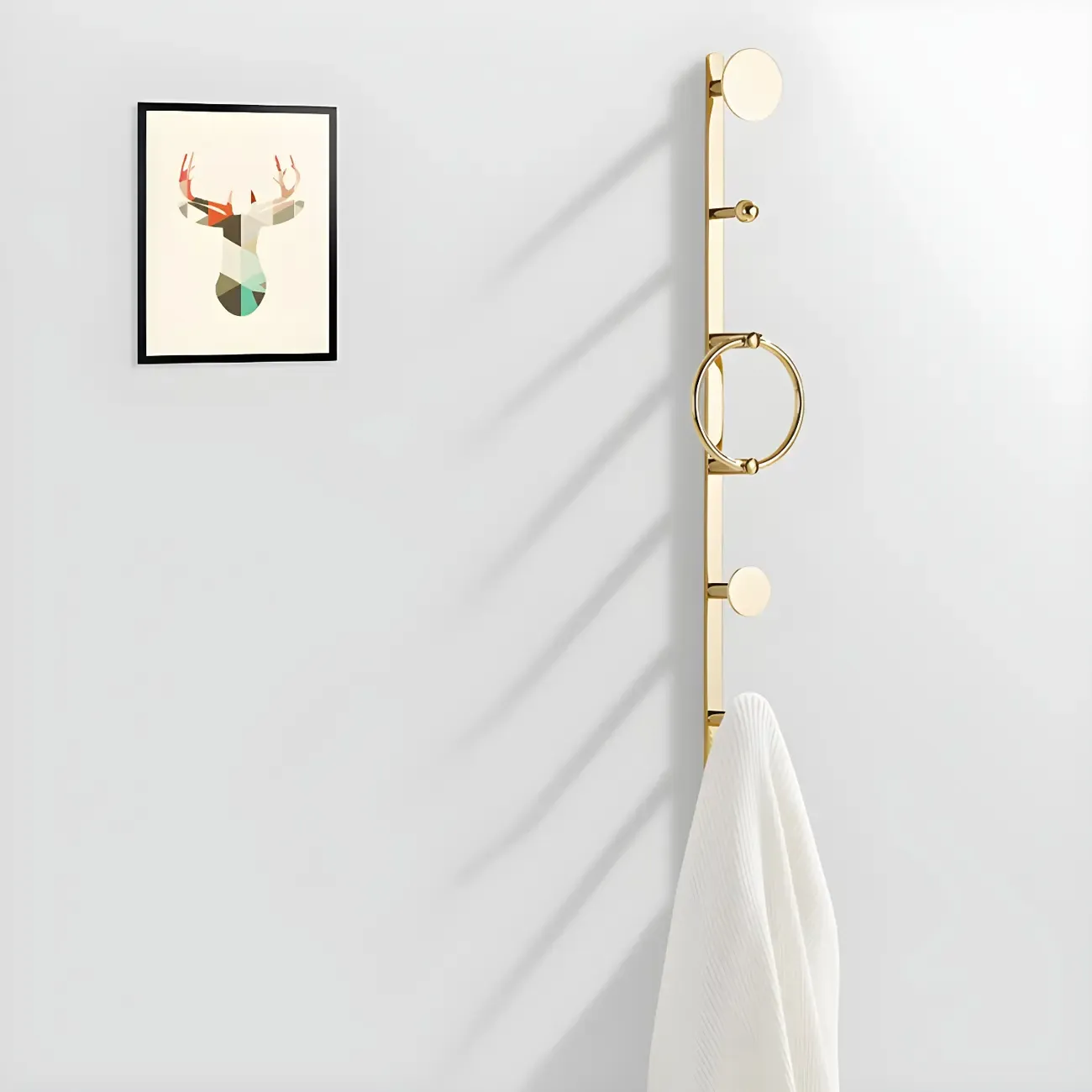 Glam Metal Wall-Mounted Coat Rack with Hooks Image - 7