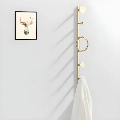 Glam Metal Wall-Mounted Coat Rack with Hooks Image - 7