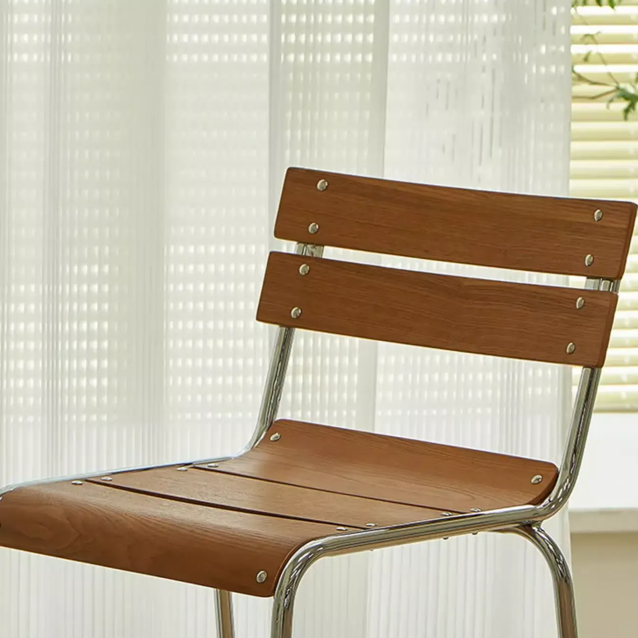 Rustic Metal and Wood Bar Stool with Backrest for Kitchen Image - 3