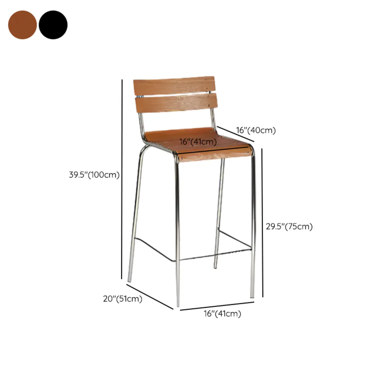 Rustic Metal and Wood Bar Stool with Backrest for Kitchen Image - 11 | homeyfad