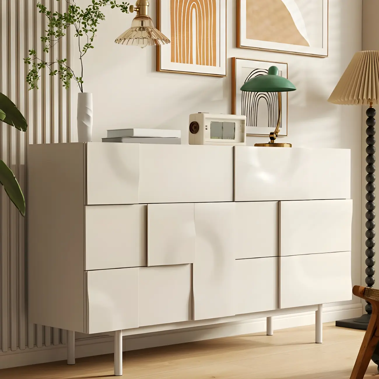 Modern White Wooden Sideboard with Multi-Drawers Image - 1 | homeyfad