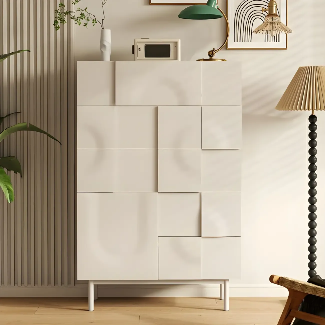 Modern White Wooden Sideboard with Multi-Drawers Image - 2