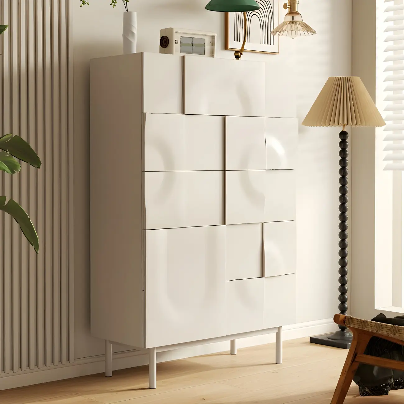 Modern White Wooden Sideboard with Multi-Drawers Image - 4 | homeyfad