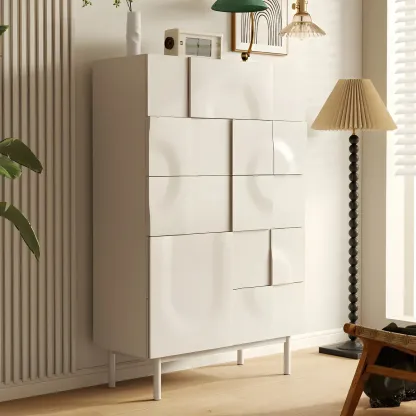 Modern White Wooden Sideboard with Multi-Drawers Image - 4