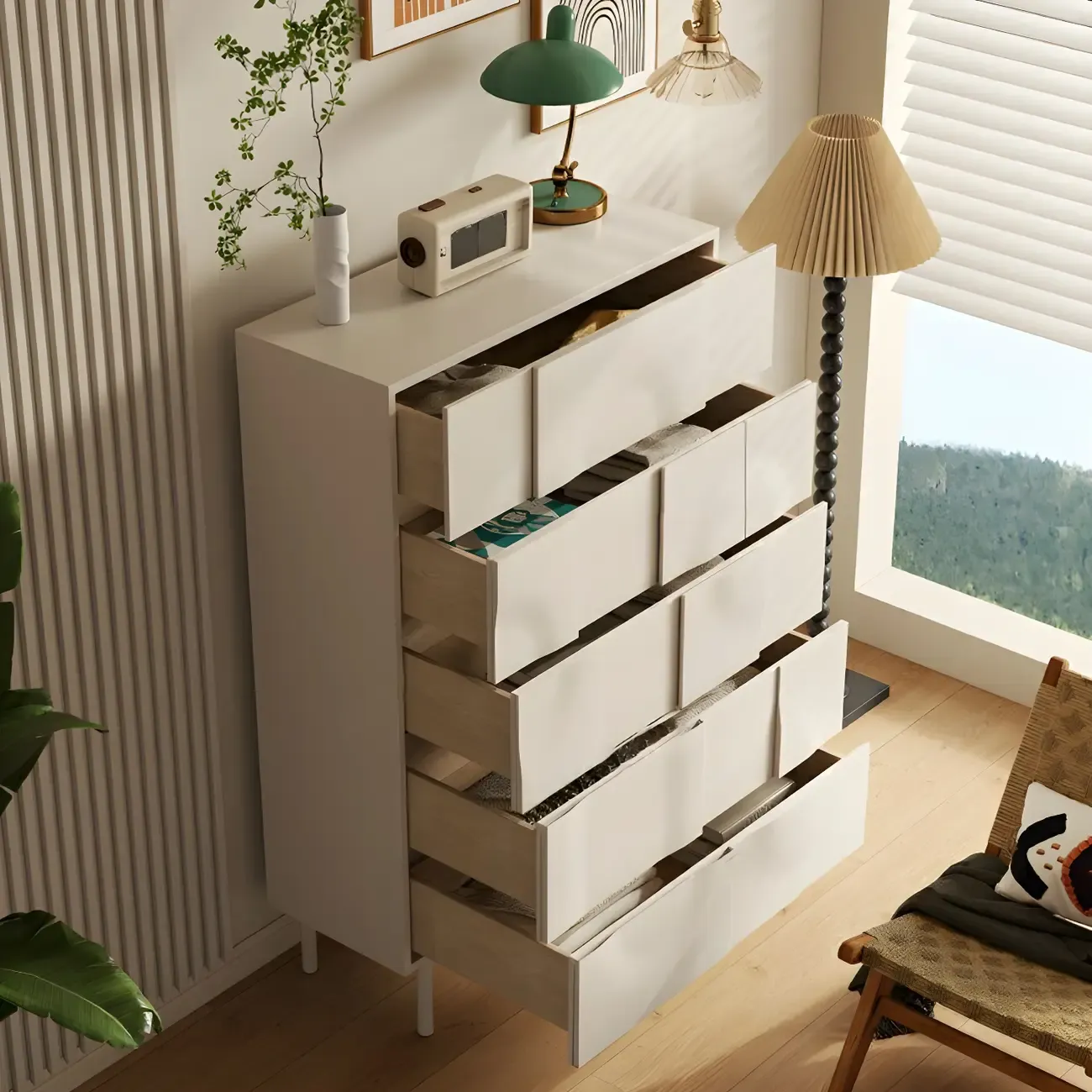 Modern White Wooden Sideboard with Multi-Drawers Image - 6