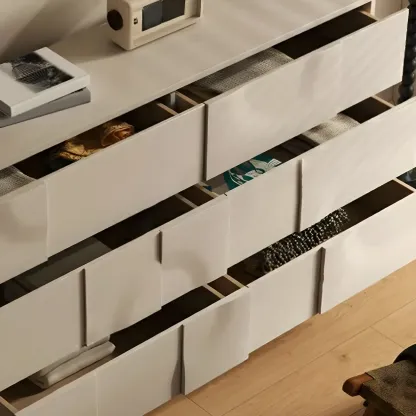 Modern White Wooden Sideboard with Multi-Drawers Image - 10