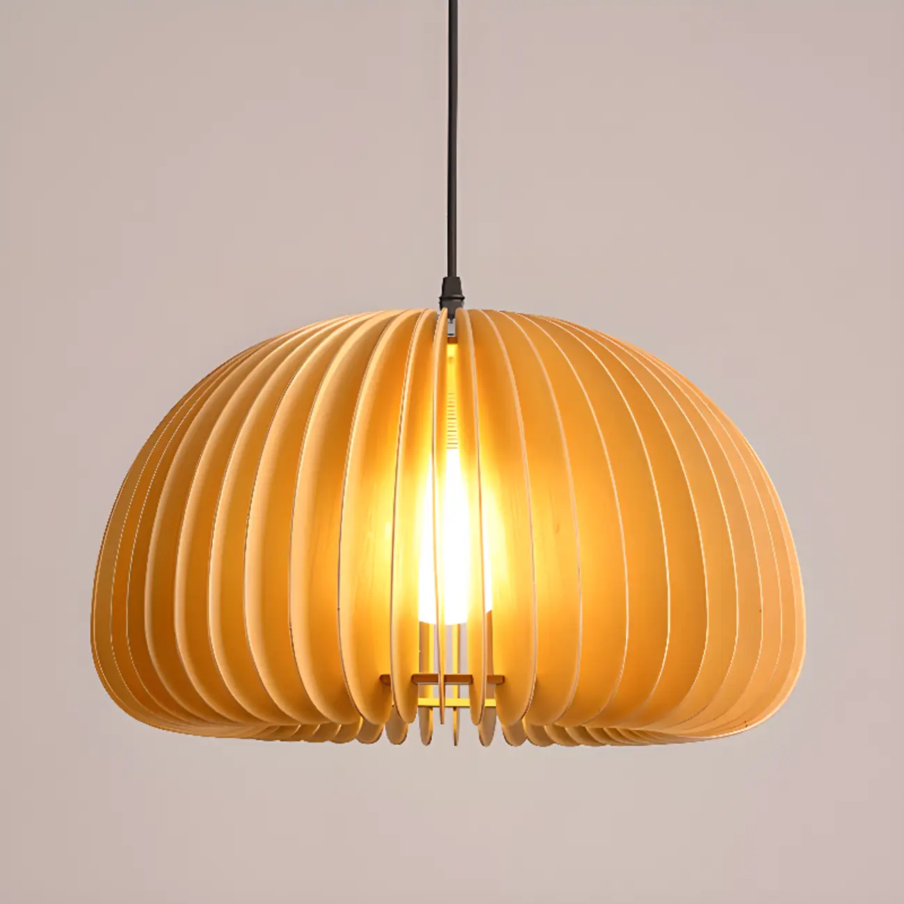 Japanese Style Hollowed Wood Pendant Light with Modern Design for Home Decor Image - 11 | homeyfad