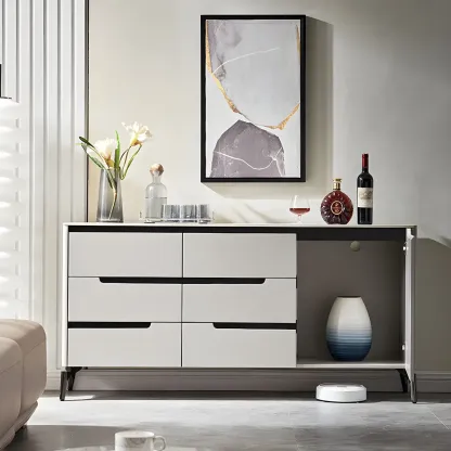 Modern Stone Countertop Sideboard with Cabinets Image - 1