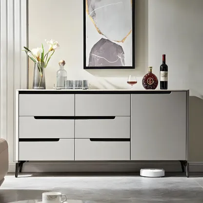 Modern Stone Countertop Sideboard with Cabinets Image - 2