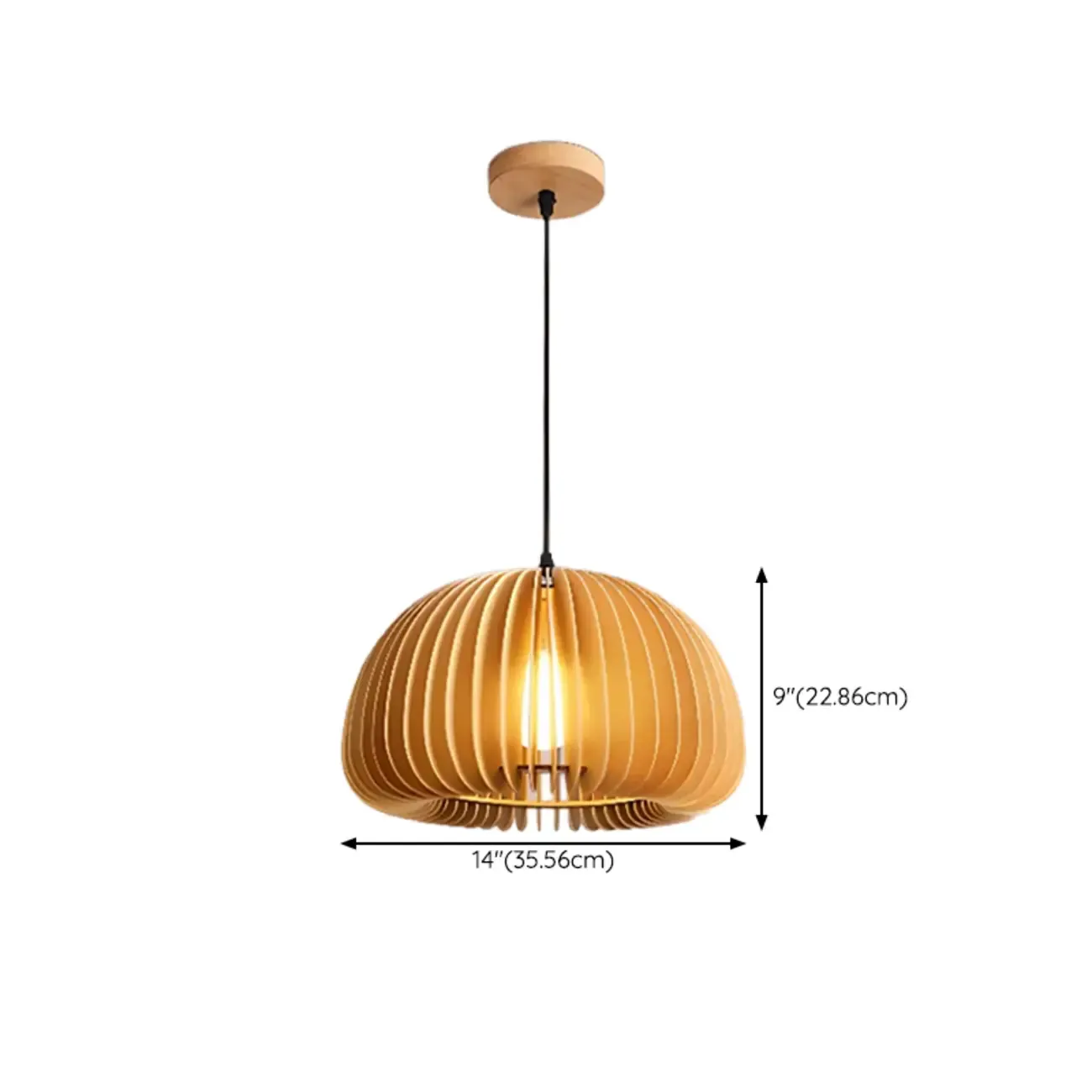 Japanese Style Hollowed Wood Pendant Light with Modern Design for Home Decor Image - 16