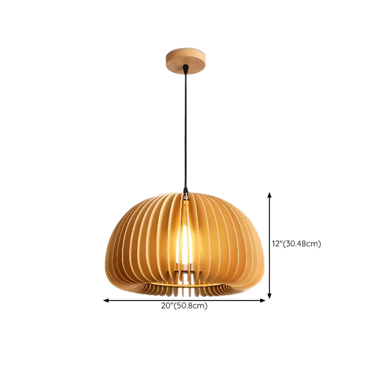 Japanese Style Hollowed Wood Pendant Light with Modern Design for Home Decor Image - 18 | homeyfad