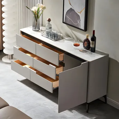 Modern Stone Countertop Sideboard with Cabinets Image - 8