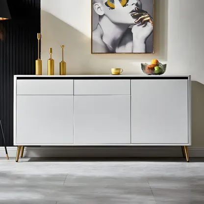 Modern Stone Countertop Sideboard with Cabinets Image - 11