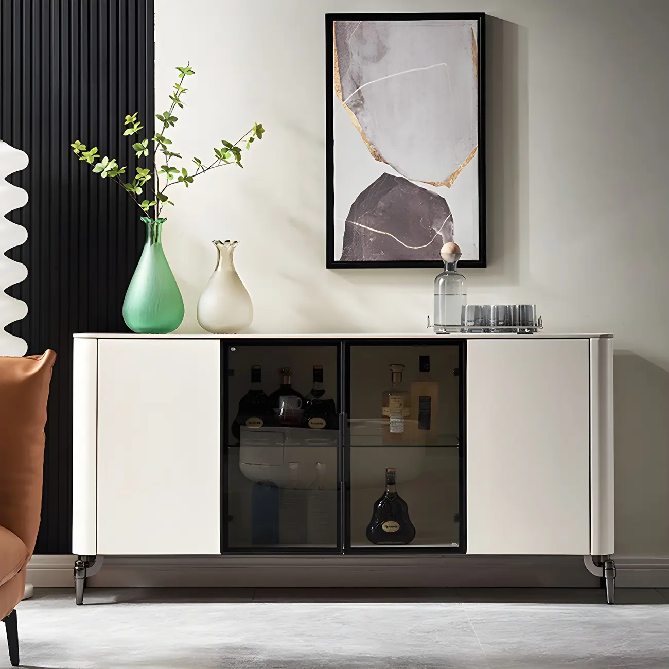 Modern Stone Countertop Sideboard with Cabinets Image - 13 | homeyfad