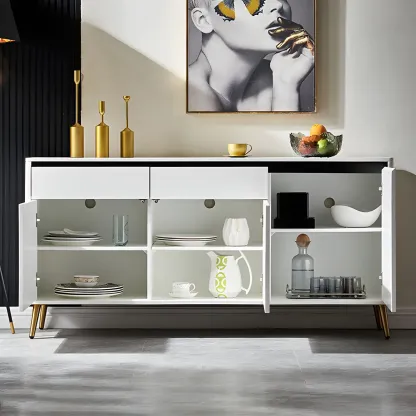 Modern Stone Countertop Sideboard with Cabinets Image - 22