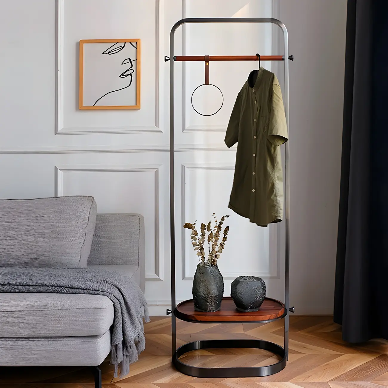 Modern Metal Freestanding Hall Tree with Shelf Image - 1 | homeyfad