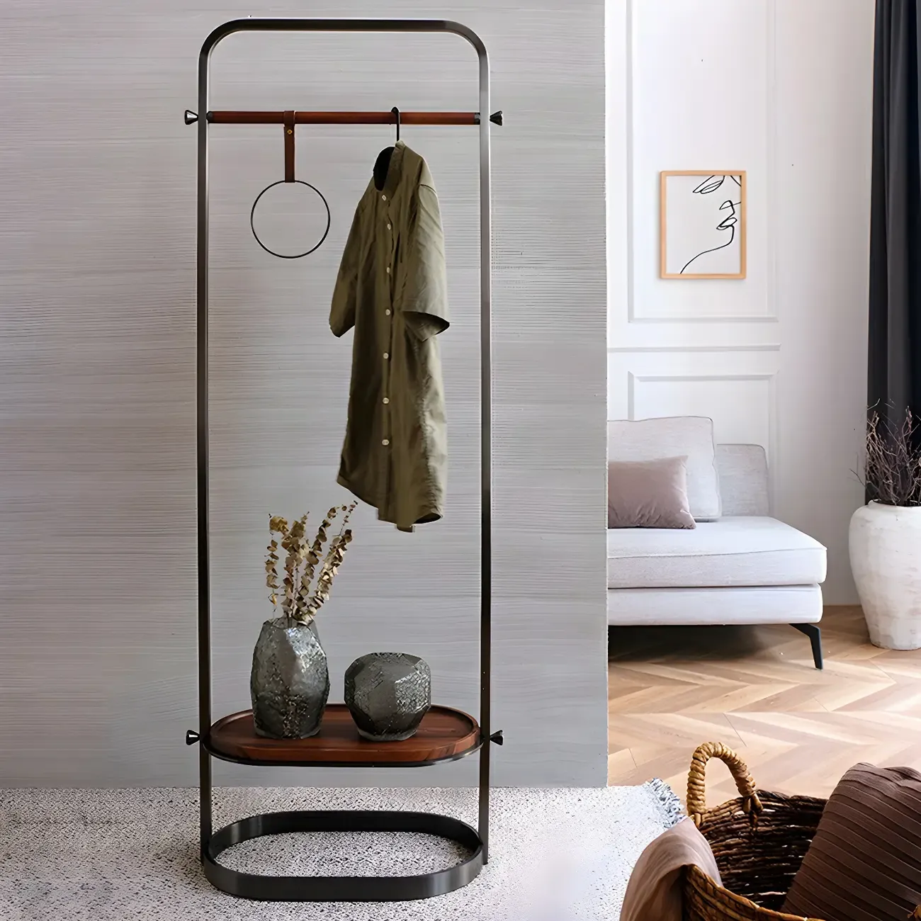 Modern Metal Freestanding Hall Tree with Shelf Image - 2