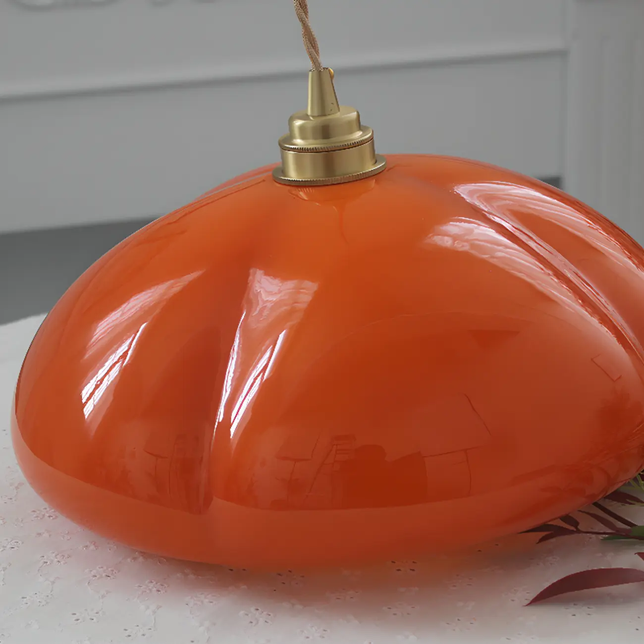 Vintage Pumpkin Shape Glass Pendant Light for Residential Use Image - 7 | homeyfad