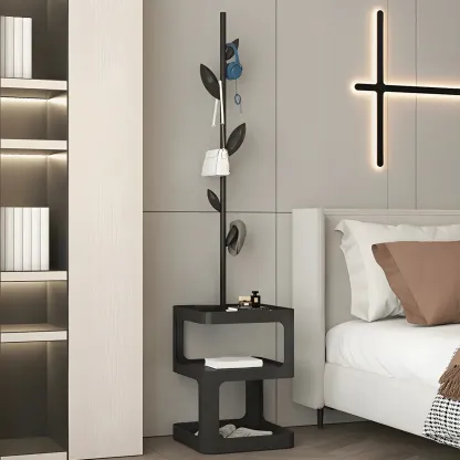 Modern Black Metal Hall Tree with Square Base Image - 1