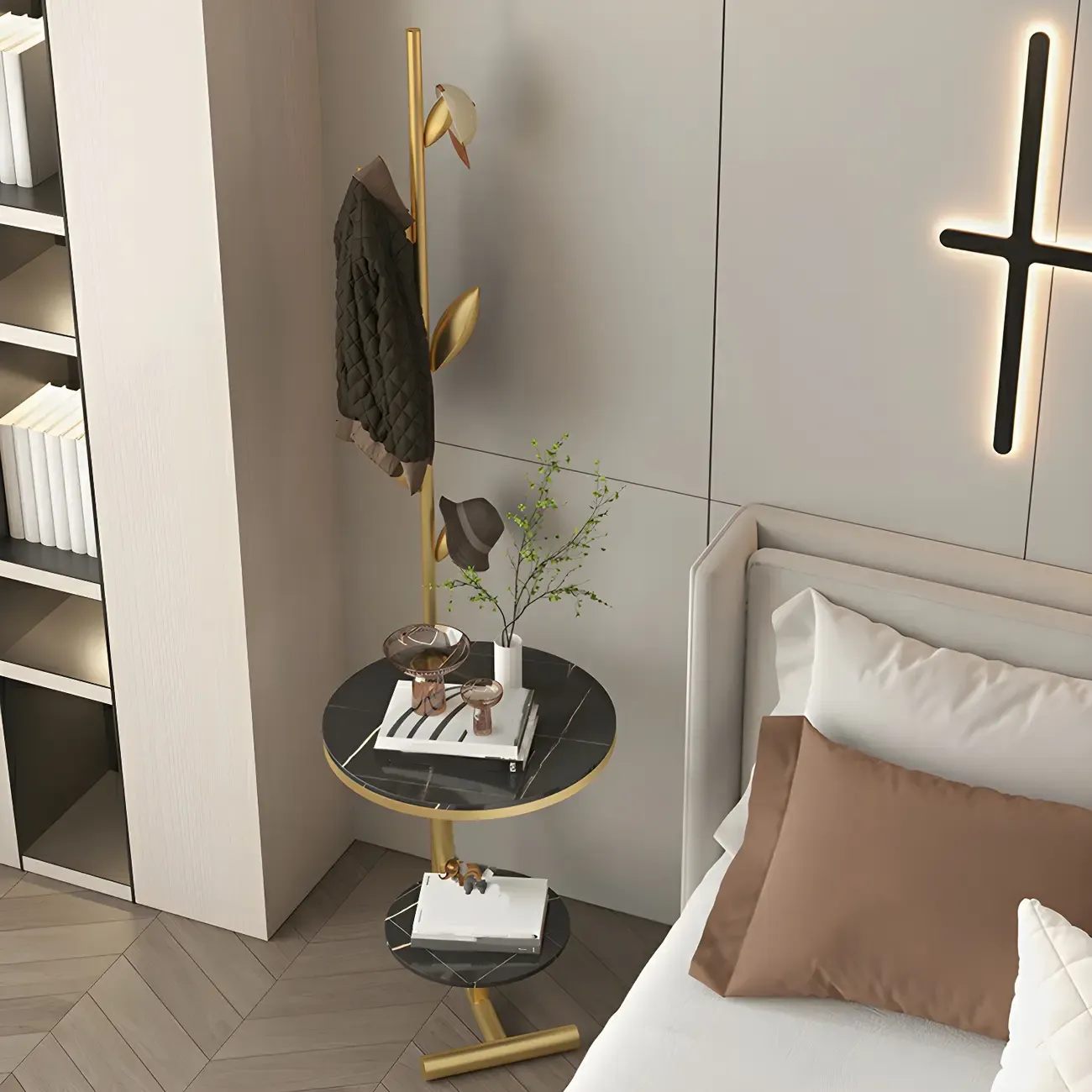 Modern Black Metal Hall Tree with Square Base Image - 7