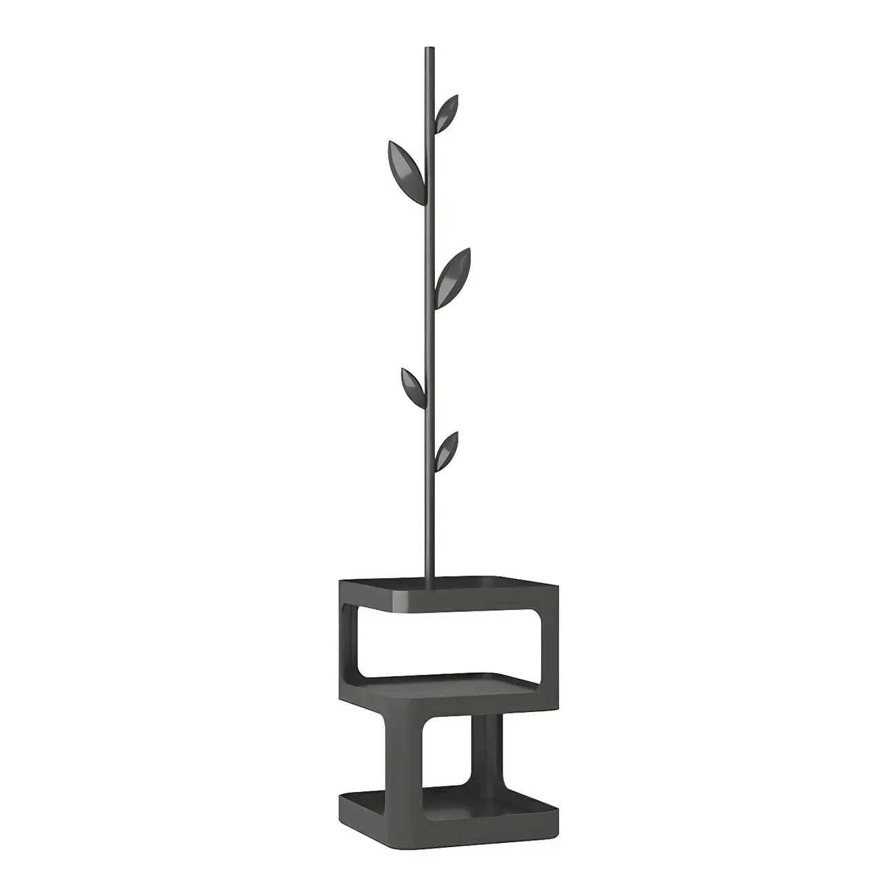 Modern Black Metal Hall Tree with Square Base Image - 11