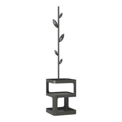 Modern Black Metal Hall Tree with Square Base Image - 11